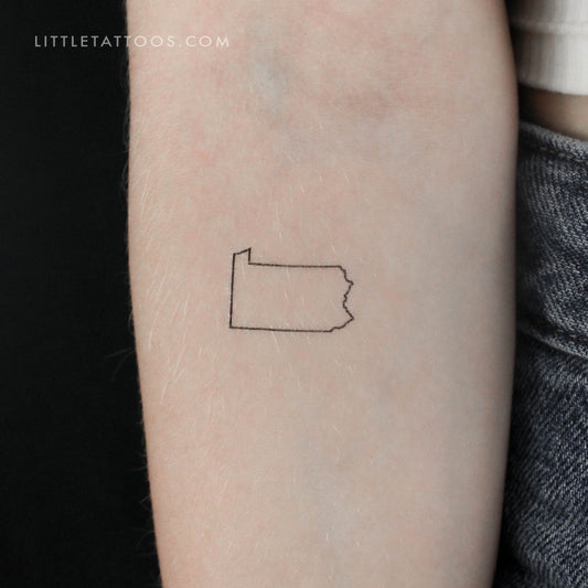 Pennsylvania Map Outline Temporary Tattoo - Set of 3