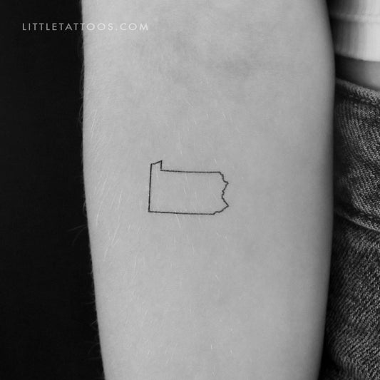 Pennsylvania Map Outline Temporary Tattoo - Set of 3