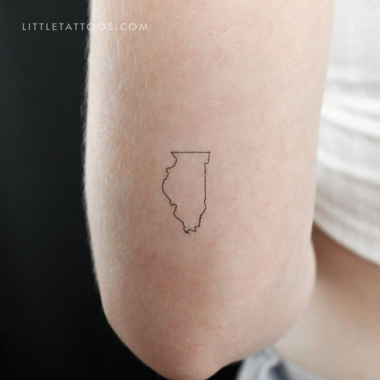 Tatuaje temporal del contorno del mapa de Illinois (juego de 3)