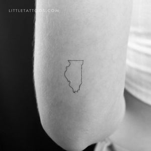 Illinois Map Outline Temporary Tattoo - Set of 3