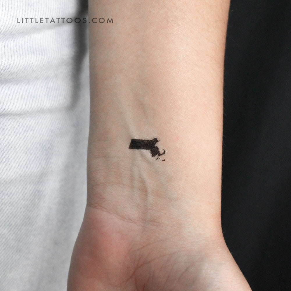 Tatuaje temporal del mapa de Massachusetts (juego de 3)