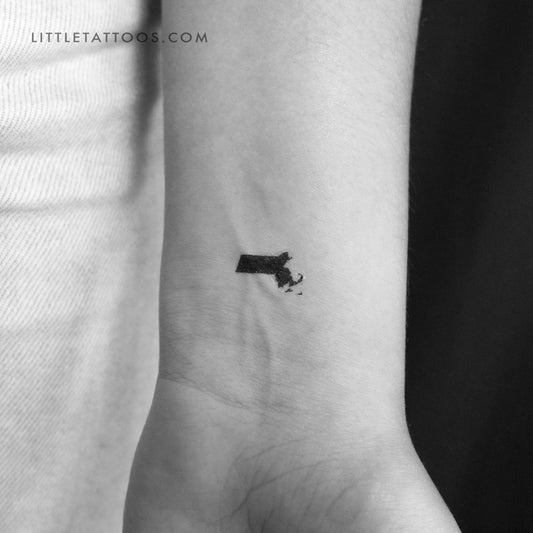 Massachussets Map Temporary Tattoo - Set of 3