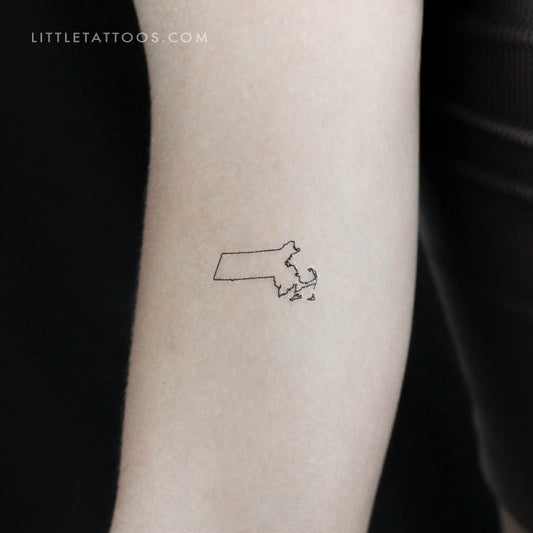 Tatuaje temporal del mapa de Massachusetts (juego de 3)