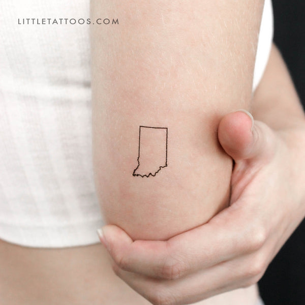 Indiana Map Outline Temporary Tattoo - Set of 3