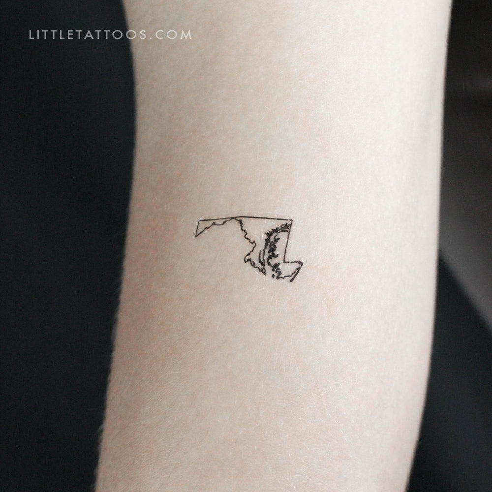 Tatuaje temporal del contorno del mapa de Maryland (juego de 3)