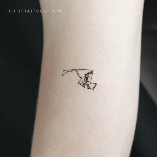 Maryland Map Outline Temporary Tattoo - Set of 3