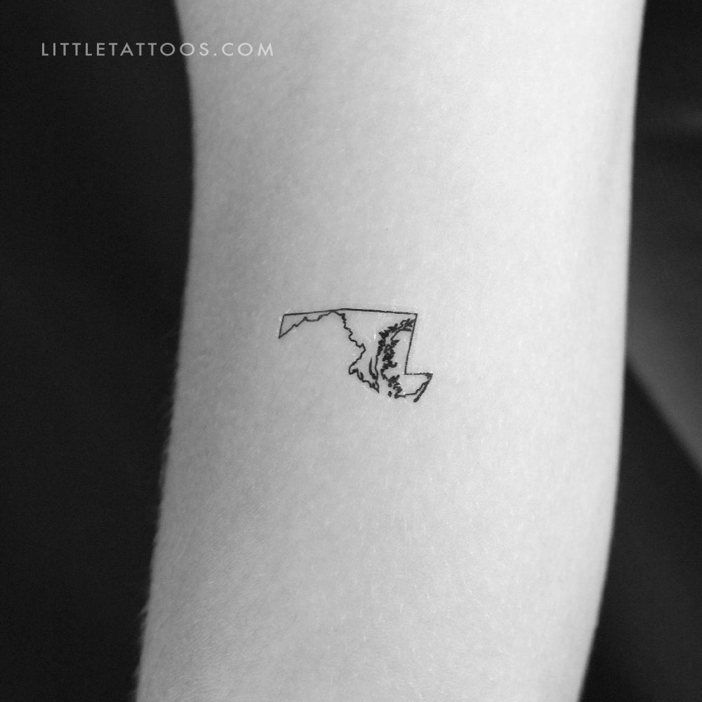 Tatuaje temporal del contorno del mapa de Maryland (juego de 3)