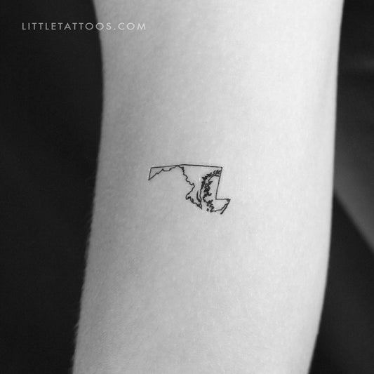 Maryland Map Outline Temporary Tattoo - Set of 3