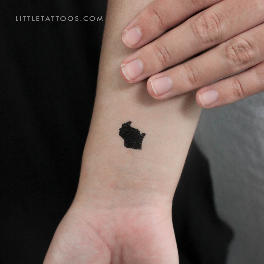 Wisconsin Map Temporary Tattoo - Set of 3