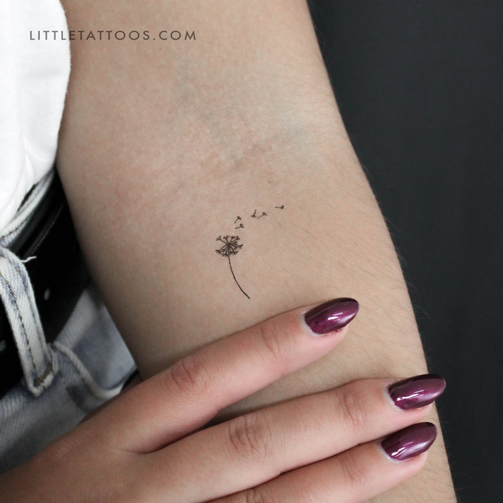 Minimalist Blown Dandelion Temporary Tattoo - Set of 3