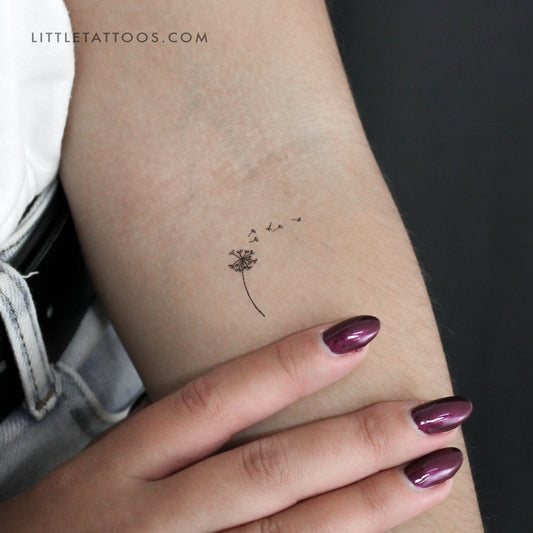 Tatuaje temporal minimalista de diente de león soplado - Juego de 3