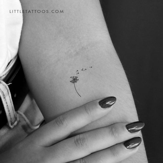 Tatuaje temporal minimalista de diente de león soplado - Juego de 3