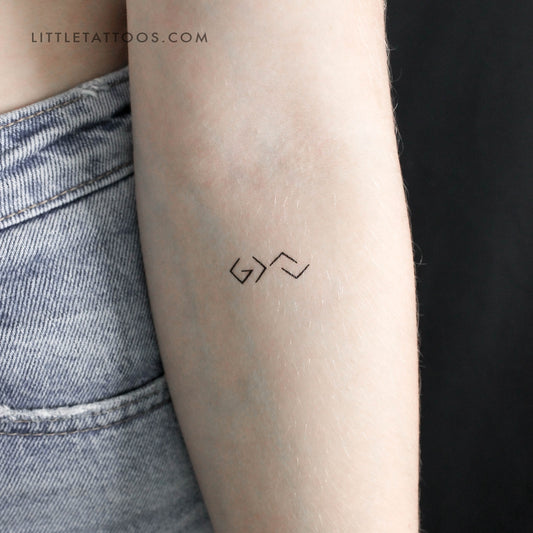 God is Greater Than My Highs and Lows Symbol Temporary Tattoo - Set of 3