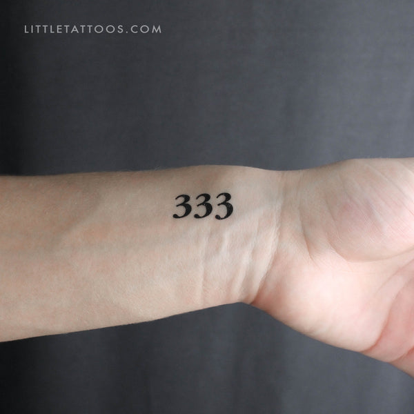 333 Angel Number Temporary Tattoo - Set of 3