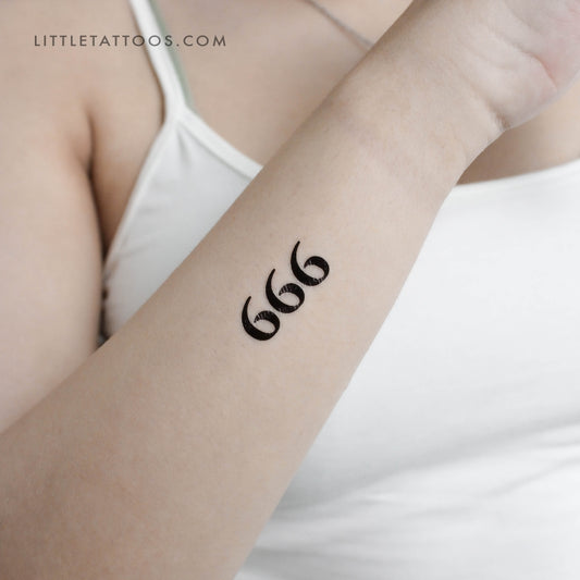 Tatuaje temporal del número angelical 666 (juego de 3)