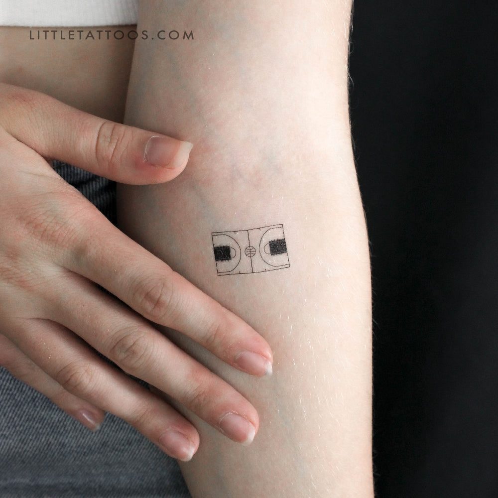 Basketball Court Temporary Tattoo - Set of 3