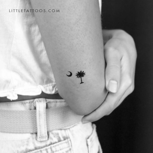 Tatuaje temporal de palmera y media luna (juego de 3)