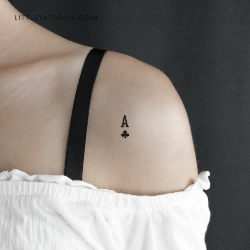 Tatuaje temporal pequeño de as de tréboles (juego de 3)