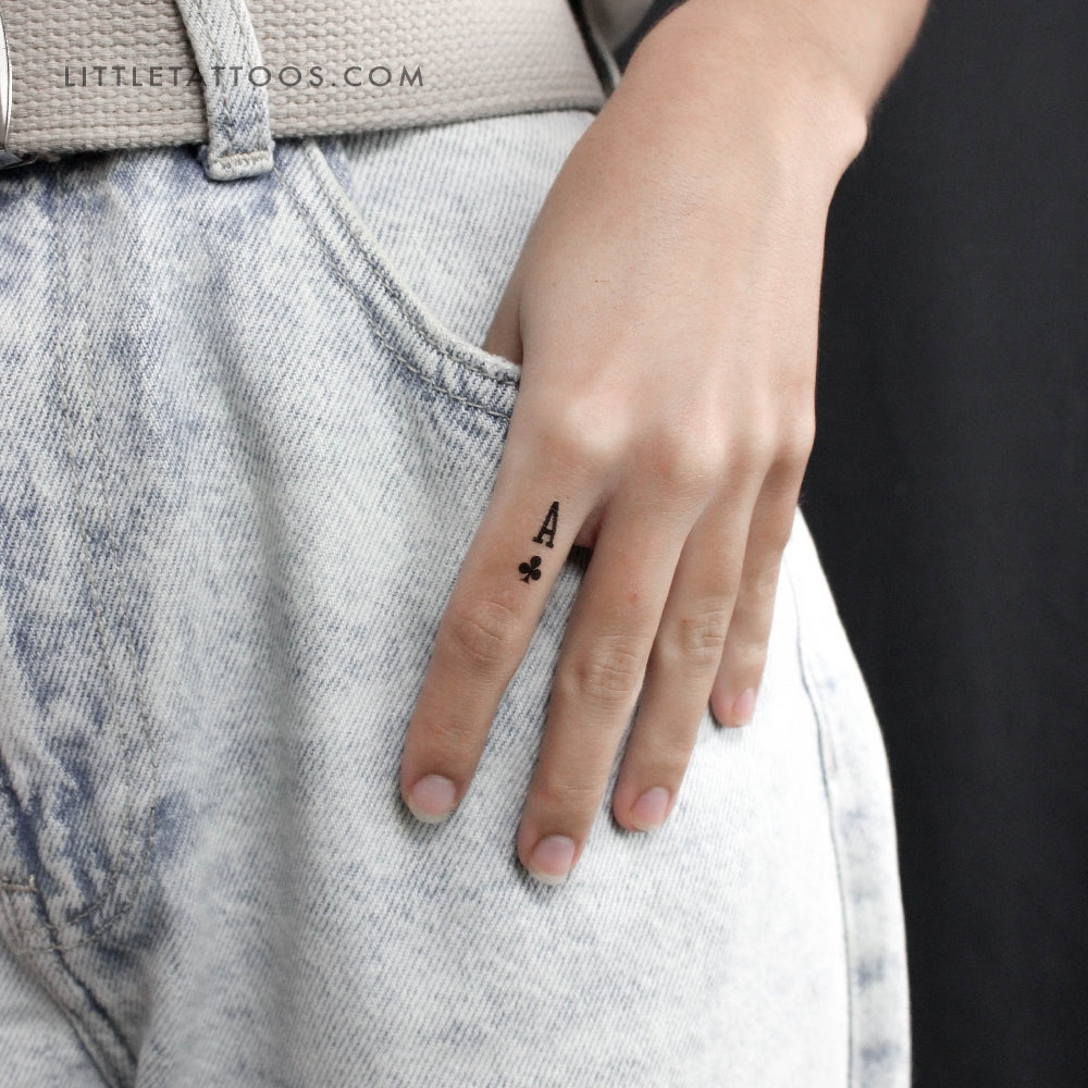 Tatuaje temporal pequeño de as de tréboles (juego de 3)