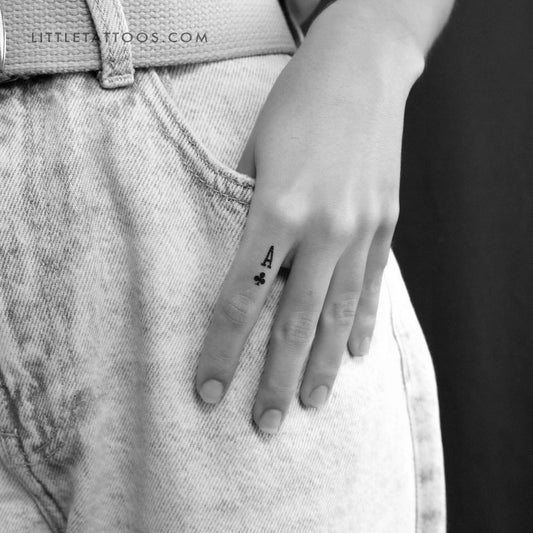 Small Ace Of Clubs Temporary Tattoo - Set of 3
