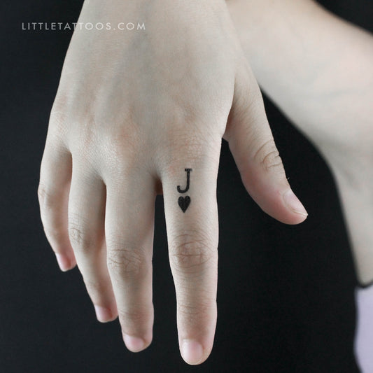 Tatuaje temporal pequeño de jota de corazones negra (juego de 3)