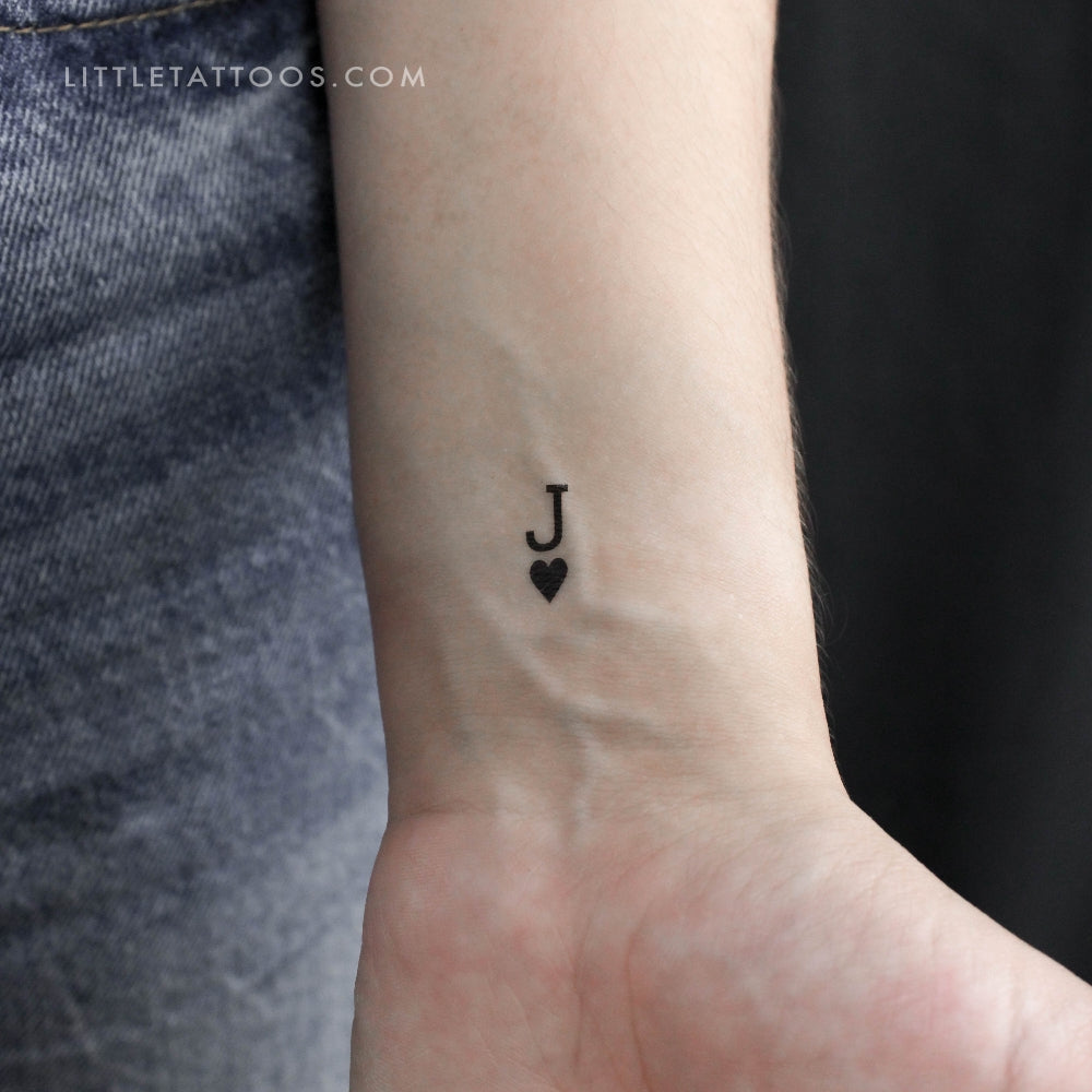 Small Black Jack Of Hearts Temporary Tattoo - Set of 3