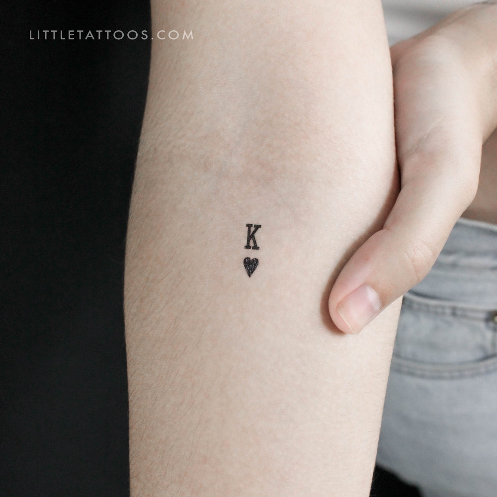Black King Of Hearts Temporary Tattoo - Set of 3
