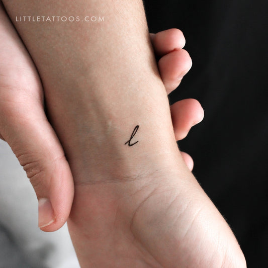 Tatuaje temporal de letra L escrita a mano - Juego de 3