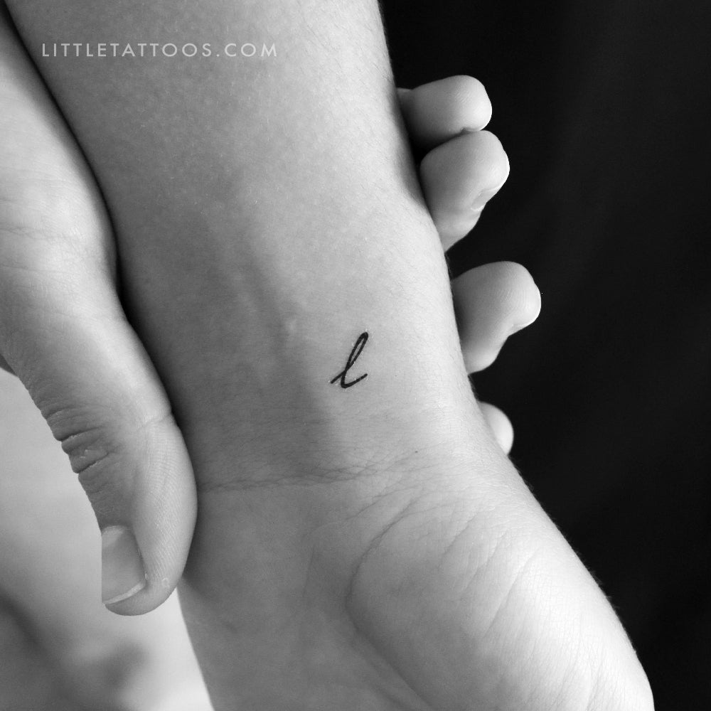 Tatuaje temporal de letra L escrita a mano - Juego de 3