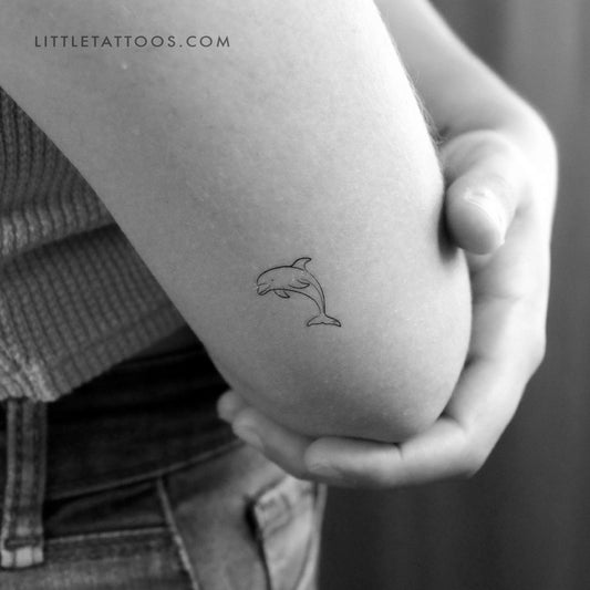Fine Line Dolphin Temporary Tattoo - Set of 3