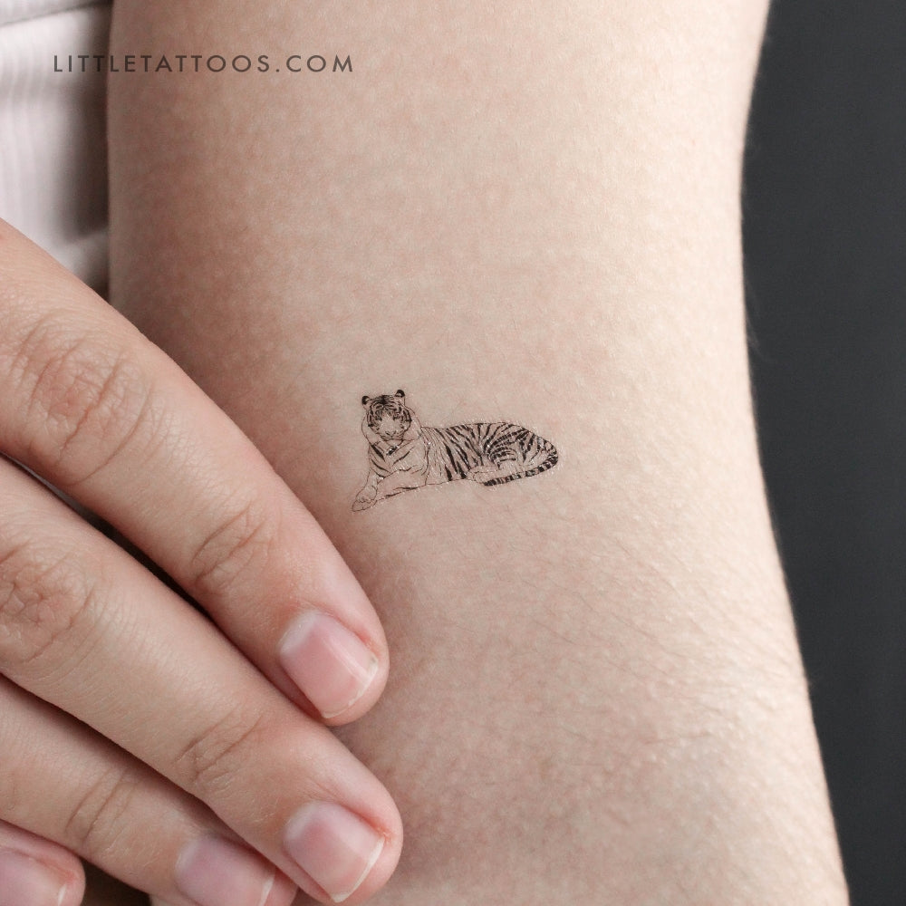 Resting Tiger Temporary Tattoo - Set of 3