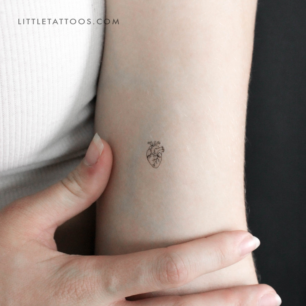 Tiny Anatomical Heart Temporary Tattoo - Set of 3