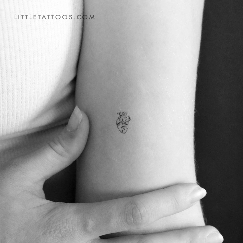 Tiny Anatomical Heart Temporary Tattoo - Set of 3