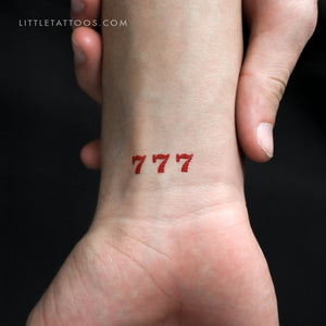 Red 777 Temporary Tattoo - Set of 3
