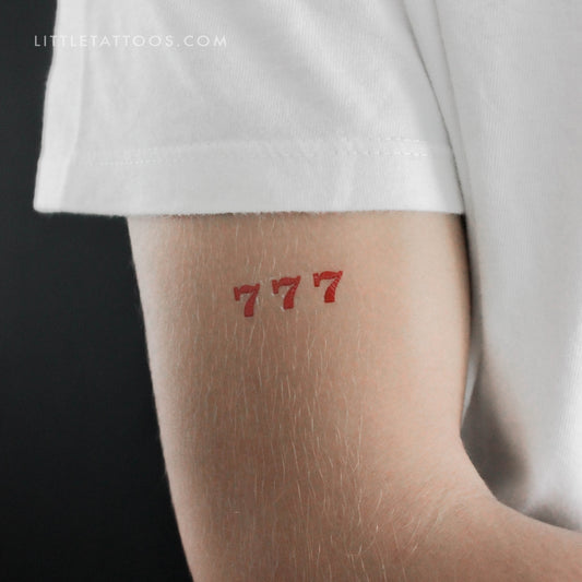 Red 777 Temporary Tattoo - Set of 3