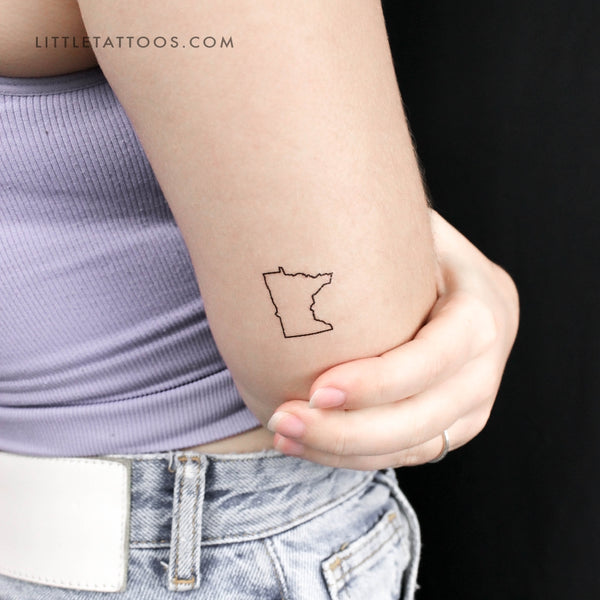 Minnesota Map Outline Temporary Tattoo - Set of 3