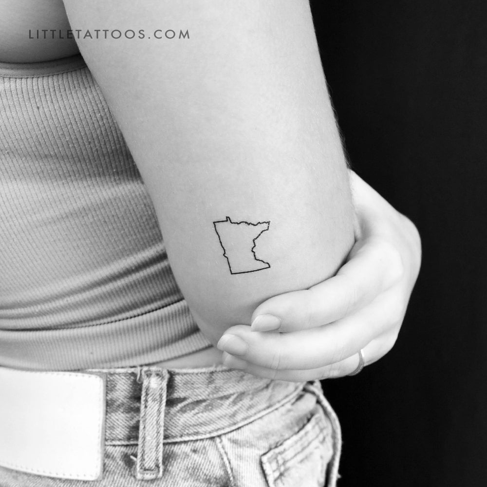 Minnesota Map Outline Temporary Tattoo - Set of 3 – Little Tattoos