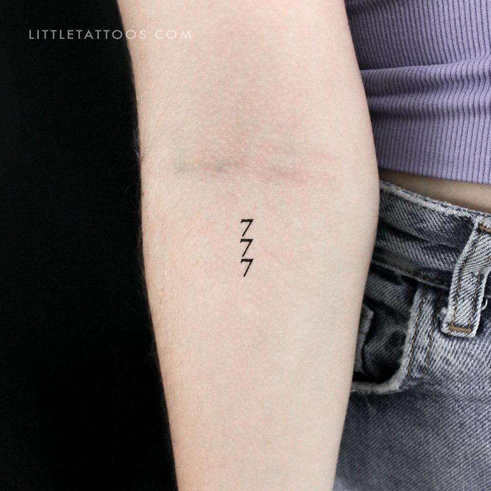 Tatuaje temporal vertical 777 - Juego de 3