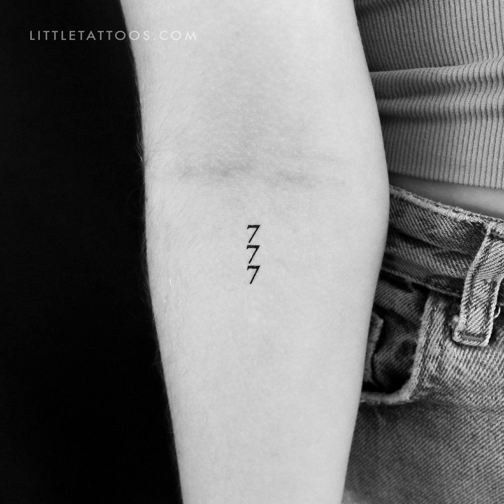 Tatuaje temporal vertical 777 - Juego de 3