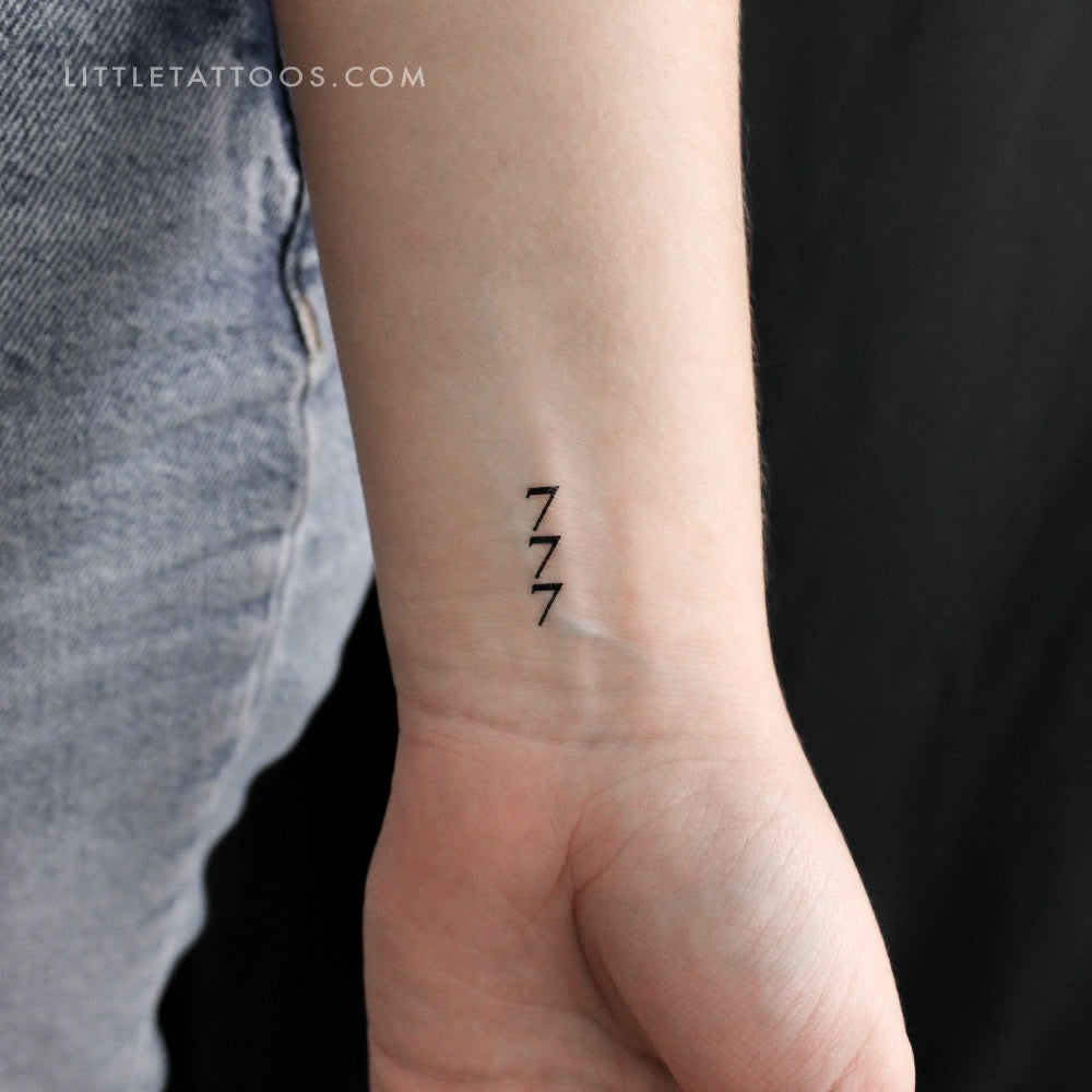 Tatuaje temporal vertical 777 - Juego de 3