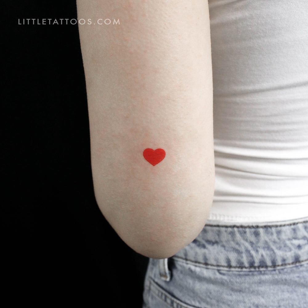 Small Heart In Red Temporary Tattoo - Set of 3