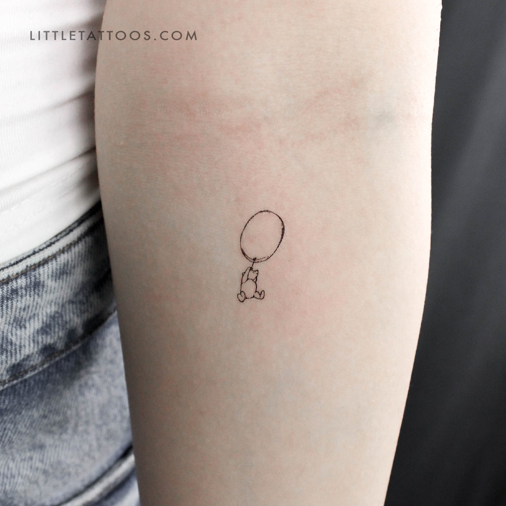 Tatuaje temporal clásico de Winnie the Pooh y globo (juego de 3)