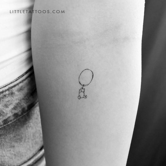Tatuaje temporal clásico de Winnie the Pooh y globo (juego de 3)