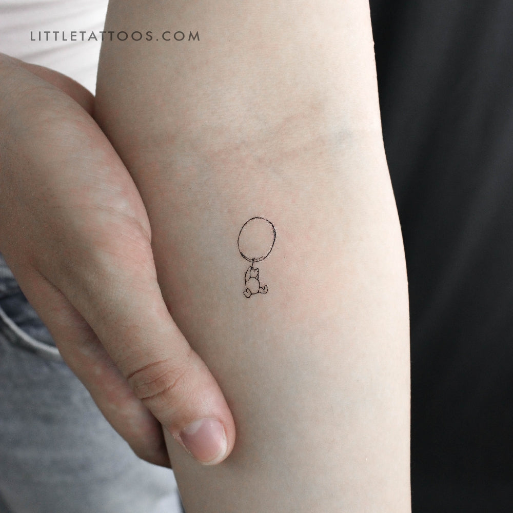 Tatuaje temporal clásico de Winnie the Pooh y globo (juego de 3)