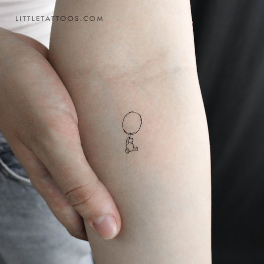 Tatuaje temporal clásico de Winnie the Pooh y globo (juego de 3)