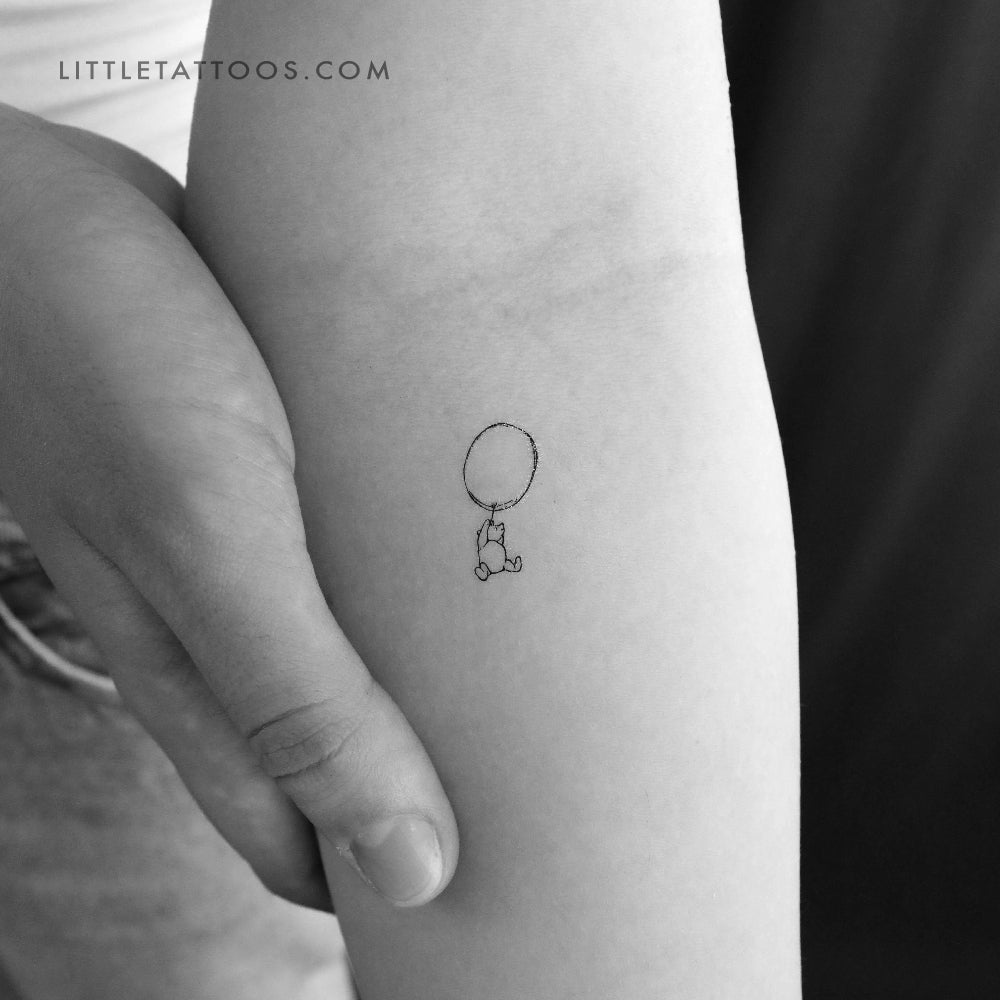 Tatuaje temporal clásico de Winnie the Pooh y globo (juego de 3)