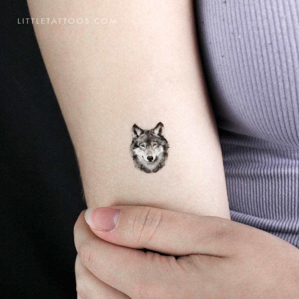 Tatuaje temporal de retrato de lobo - Juego de 3
