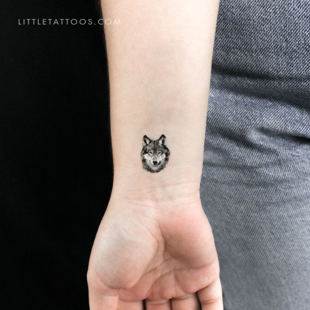 Tatuaje temporal de retrato de lobo - Juego de 3