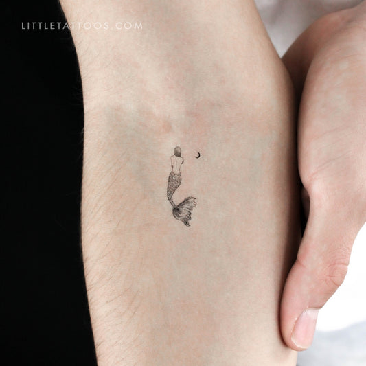 Tatuaje temporal de sirena y luna (juego de 3)