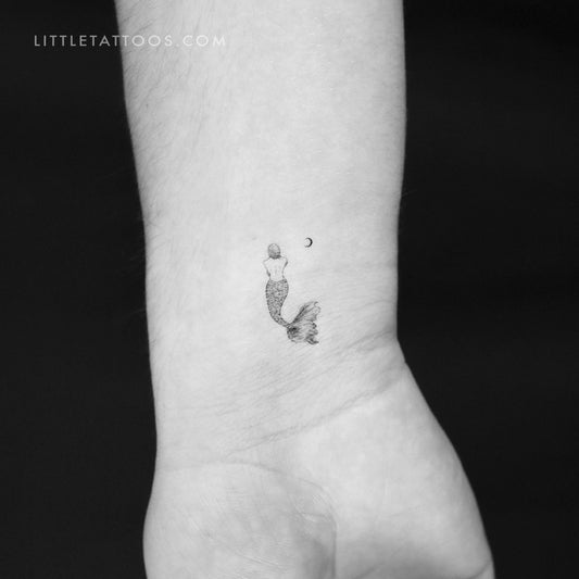 Tatuaje temporal de sirena y luna (juego de 3)